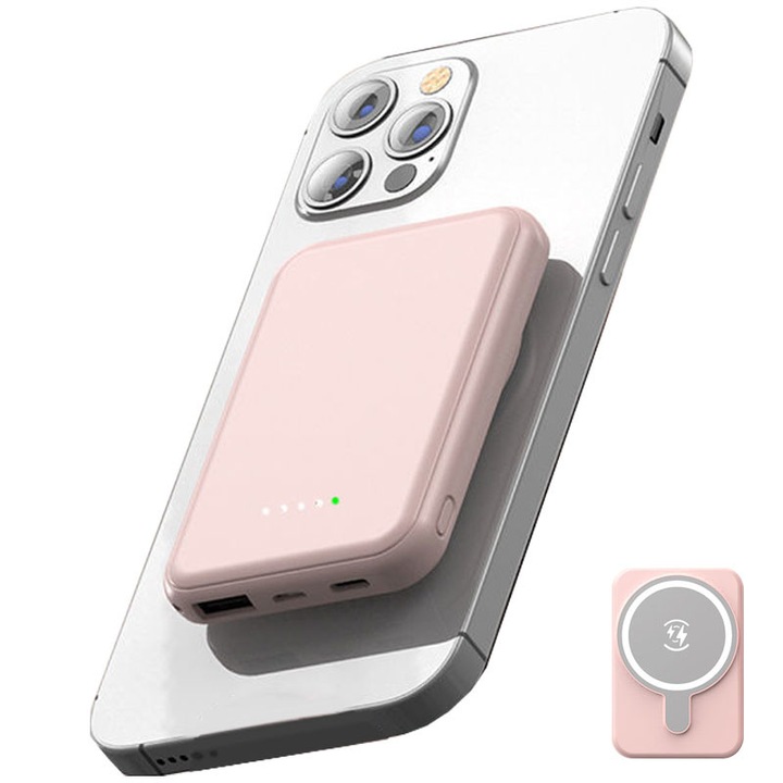 Baterie externa, 10000 mAh, roz, 91x64x15mm, set