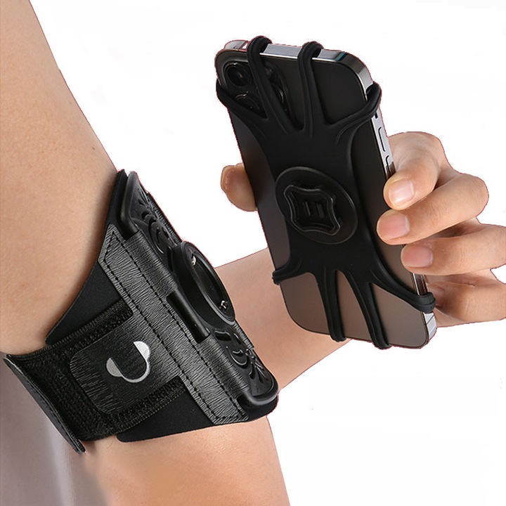 Husa banderola pentru telefon, suport jogging, rotire 360 grade, peicko, marime universala