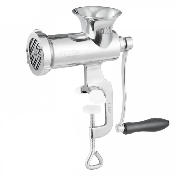 Kézi húsdaráló, Rozsdamentes acél, 8-as tokmány, Ezüst