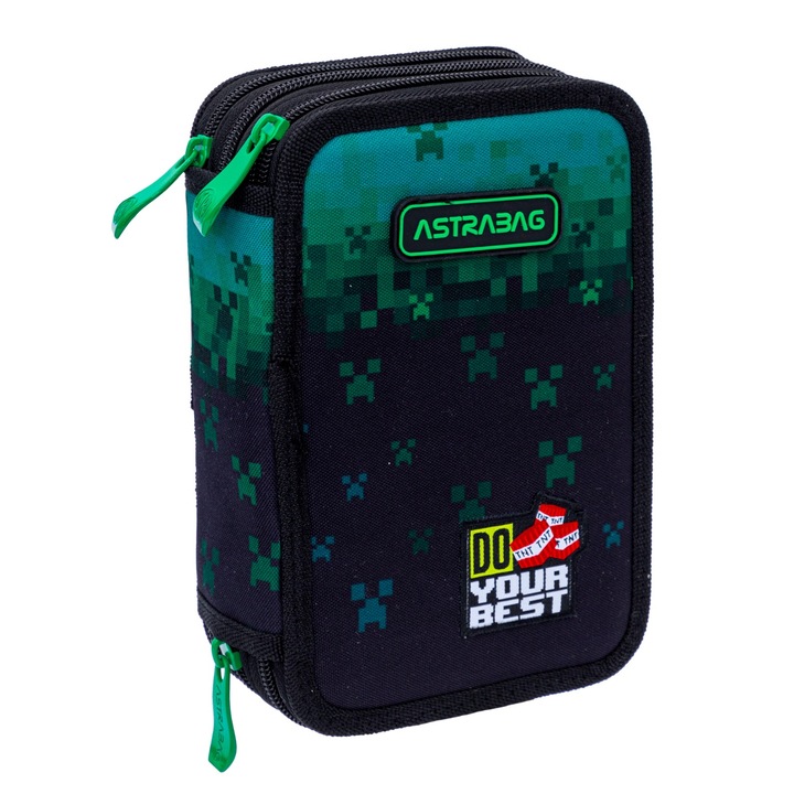 Penar cu 3 compartimente, Astra, echipat, 21x13x6cm, multicolor