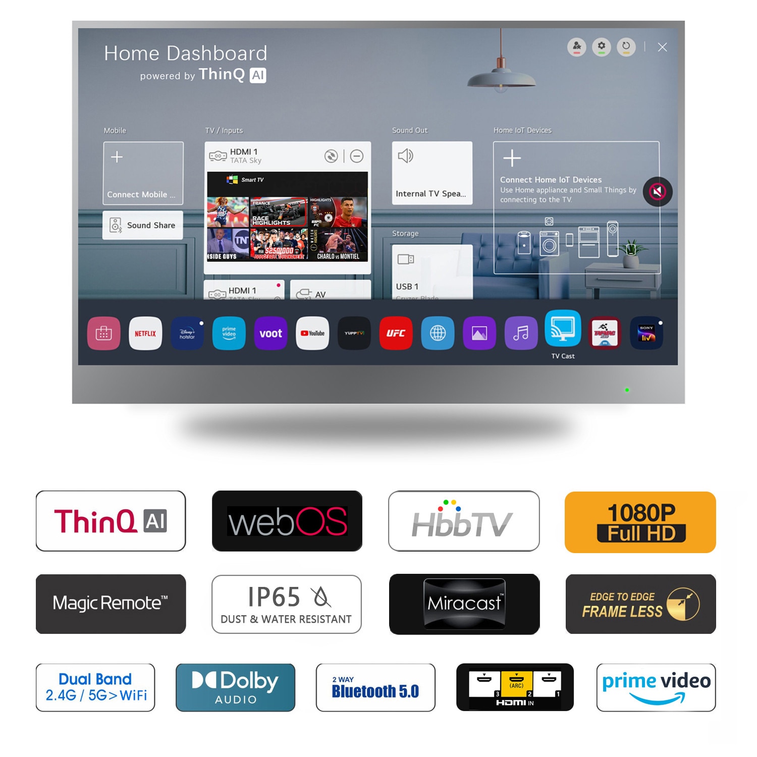 Soulaca TV inteligent cu oglinda LED de 21,5 inch pentru baie, 1080P rezistent la apa, cu Wi-Fi si Bluetooth, Alexa incorporat, difuzor integrat, sistem webOS, SS215U22-E015