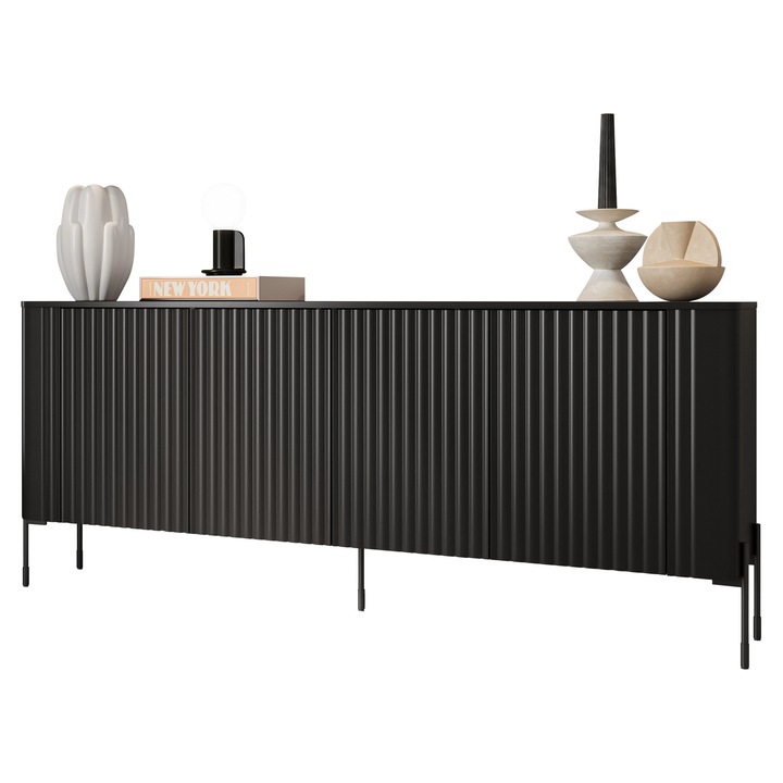 Comoda Wompor 190, MIRJAN 24, negru, 40x190x80 cm