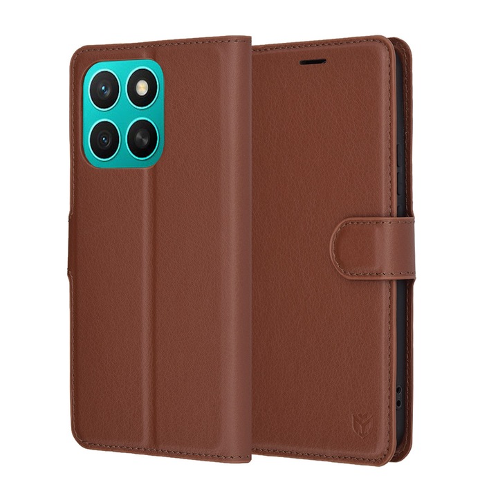 Husa tip carte pentru Honor X8c, inchidere magnetica, Accesorio Leather Folio, Brown