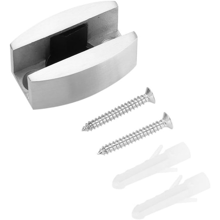 Üvegajtó padlóvezető, 304 rozsdamentes acél, ezüst, 50x23mm, üvegvastagság 8-14mm