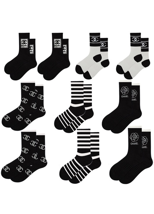 Sosete de lux la moda, sosete cu dungi albe si negre, sosete universale pentru barbati si femei, 10 perechi de sosete de dimensiuni universale, cu cutie alba