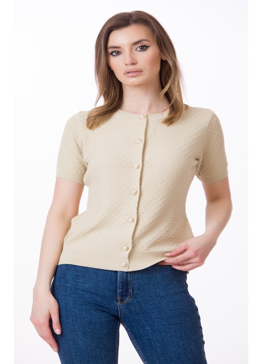 Cardigan Be You nasturi decorativi, Bej