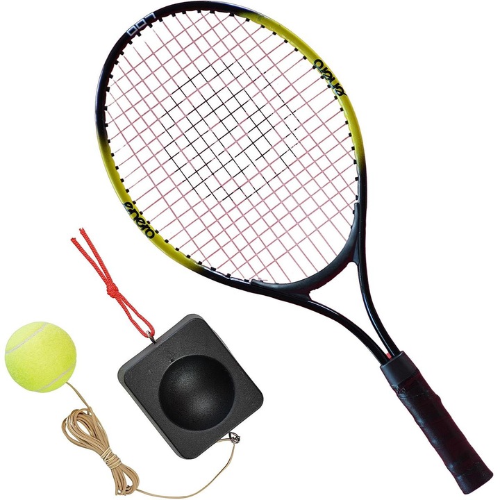 Set racheta si antrenor tenis de camp Enero, negru, 52x22cm