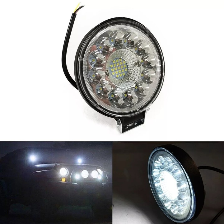 Proiector LED Far Lampa Halogen Auto Moto ATV Offroad 4x4 Motocicleta Camion Tractor SUV Barca Universala Dezapezire Buldoexcavator 99W, 12V-24V, 33 LED Spot Beam 30°