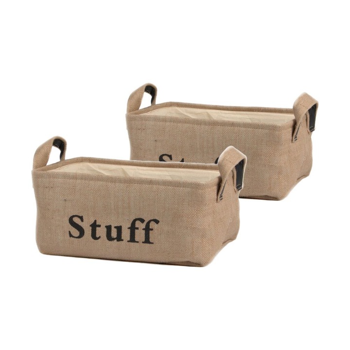 Set de 2 cutii depozitare pliabile, Ronyes, galben, 38x28x17cm