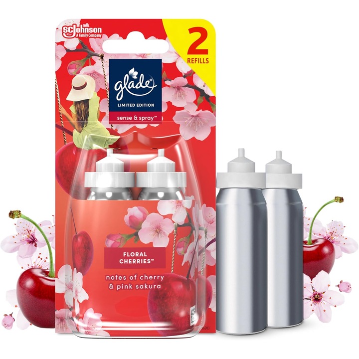 Glade Sense & Spray Floral Cherries légfrissítő utántöltő, 2x18 ml