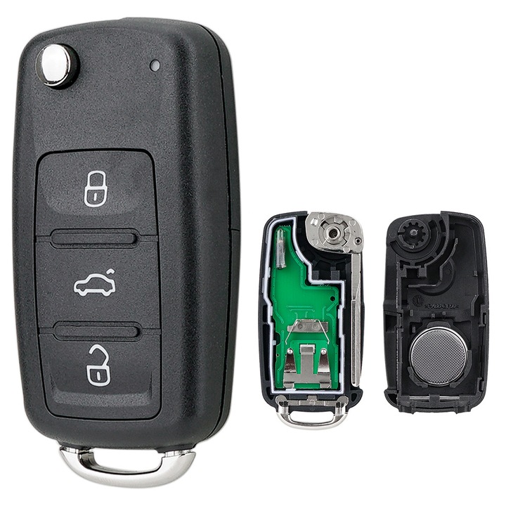 Комплект дистанционно управление за автомобил с 3 бутона 433MHz 434Mhz + ID48 чип FCC ID: 5K0 837 202 AD за VW Volkswagen Golf Mk6 Polo Jetta Beetle Caddy Up Scirocco Tiguan Touran Skoda Fabia Superb Roomster Seat Ibiza Leon Toledo