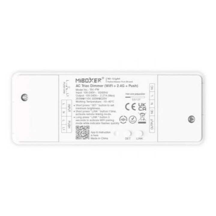 Nestix 2185365 LED meghajtó, dimmer, 230V AC üzemű lámpákhoz, multifunkciós dimmelés, WiFi+2, 4GHz, Tuya, Miboxer (Mi-Light), TRI-PW