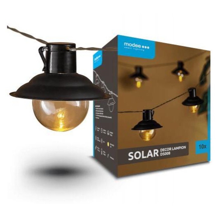 Nestix 4562760 LED fényfüzér, napelemes, lampion, 10 db LED, 4.7m, meleg fehér, IP44, Modee