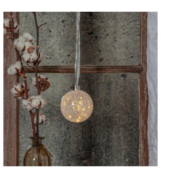 Nestix 6225019 LED dekoráció, karácsonyfa dísz, beltéri, 15 cm, 30 db LED, meleg fehér, ezüst, EGLO