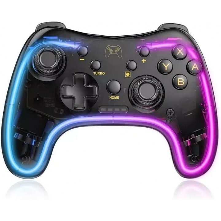 Controler comutator wireless - lumina de respiratie color LED, functie turbo, senzor de corp giroscop cu sase axe, vibratii reglabile, precise si fara intarziere, Altele Gamepad Wireless