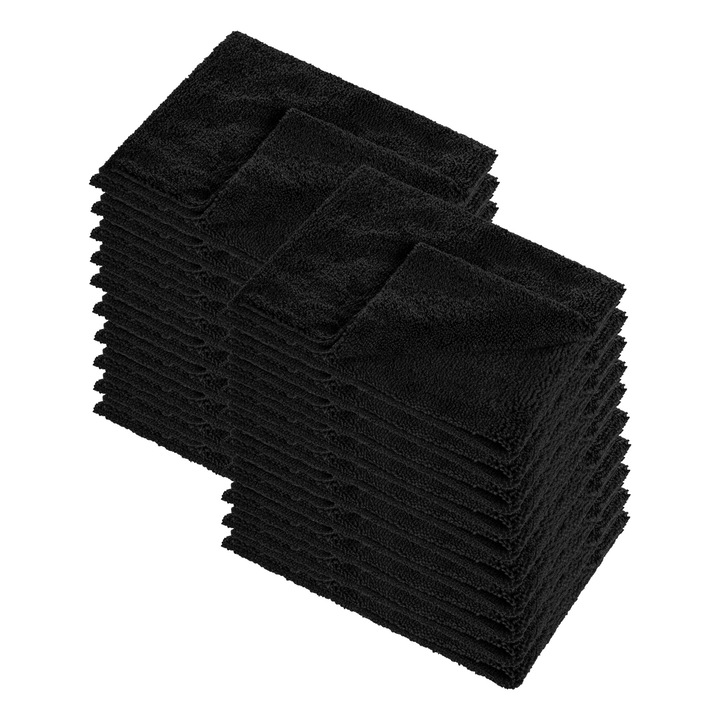 Комплект от 20 универсални микрофибърни кърпи 40x40 см Kaja - 380 г/м² - Многофункционална почистваща кърпа - Универсална кърпа за различни повърхности - Черна