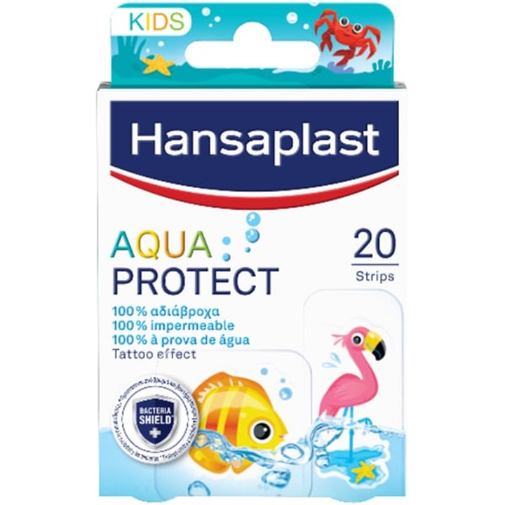 Set 20 plasturi, Hansaplast Aqua Protect Kids, impermeabili, multicolor