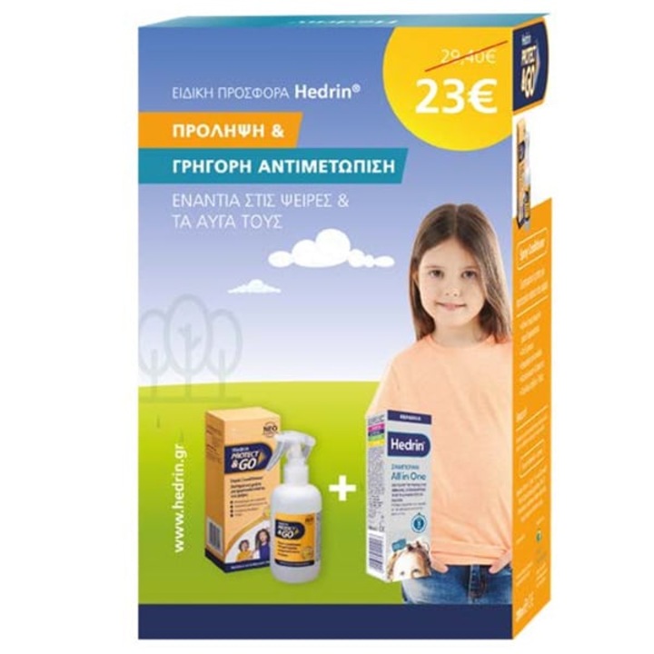 Set Hedrin Protect & Go, Lotiune antiparazitar 200ml si Sampon all-in-one 100ml, pentru copii de la 6 luni