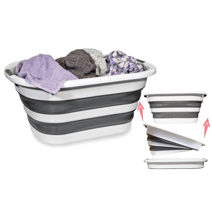 Cos pliabil din silicon pentru rufe 40L, TV PRODUCTS, rezistent la umiditate, dimensiuni 61x46x27,5cm