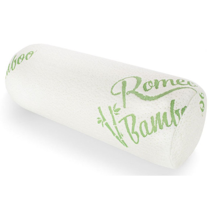 Perna cilindrica Bamboo, Romeo, 16x46cm, 100% spuma cu memorie, husa detasabila