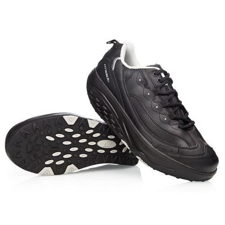 Pantofi protectia muncii FitnessKing, talpa Fit Walk, piele ecologica, negru, 42