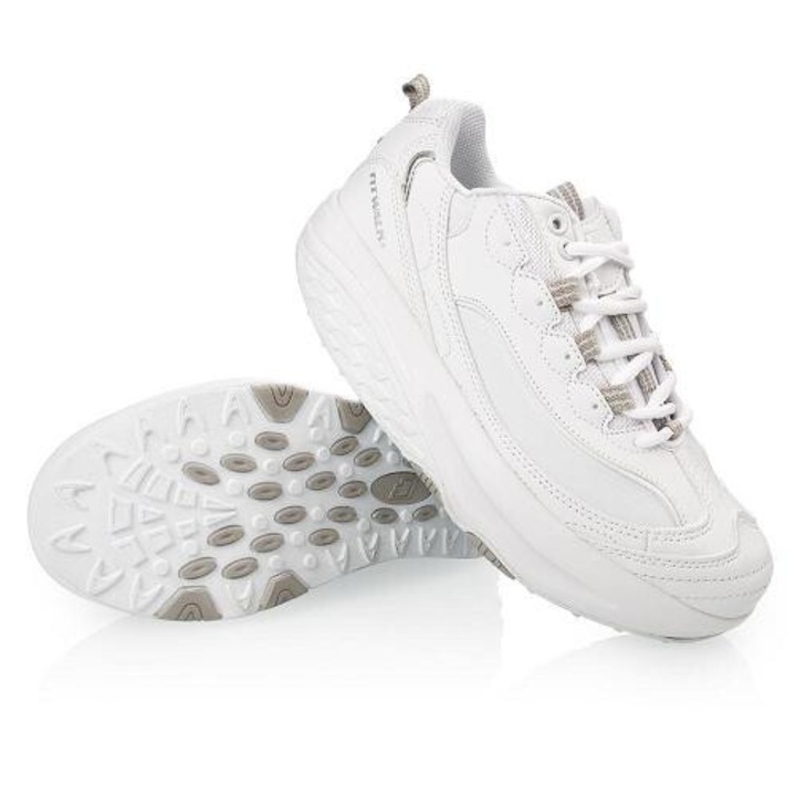 Pantofi sport, TV PRODUCTS, Fit Walk, talpa rocker, alb, piele ecologica, 42