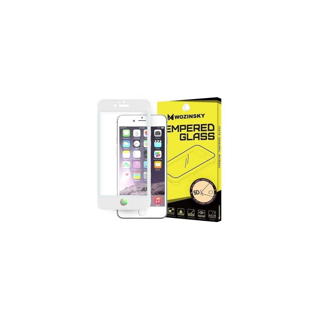 Folie Sticla Apple iPhone 6,iPhone 6S,iPhone 7,iPhone 8 - Wozinsky 5D Glass Alb