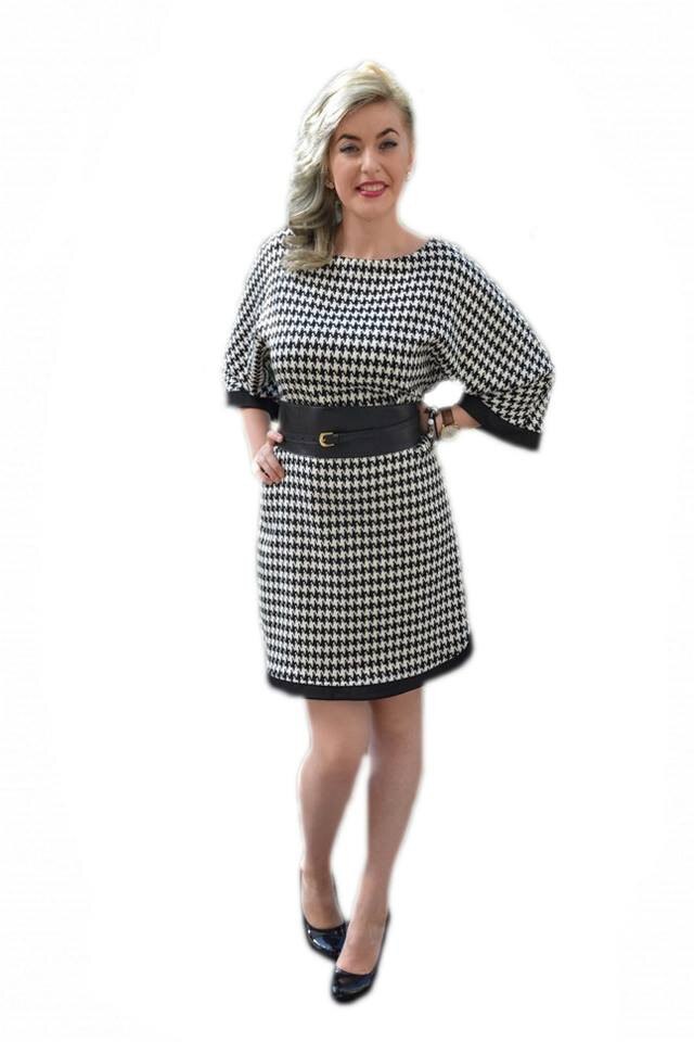 Rochie lejera, cu o centura,D&J Exclusive, Alb/Negru