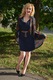 Rochie rafinata de toamna-iarna,cu insertie tip cardigan,D&J Exclusive,Bleumarin,42EU
