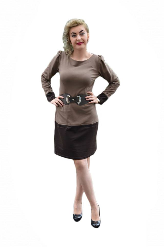 Rochie de zi cu o curea lata,D&J Exclusive,, Maro