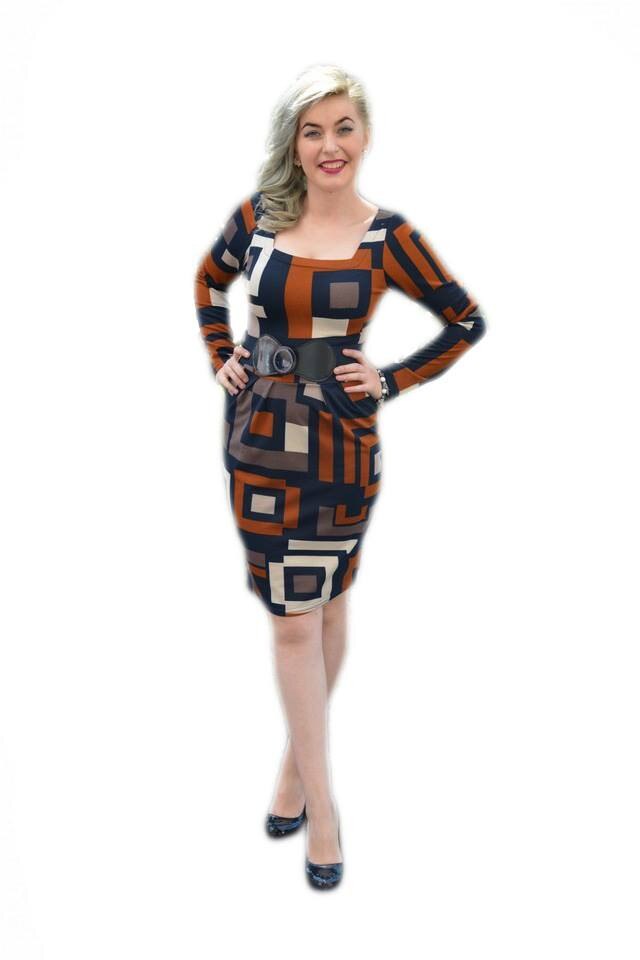 Rochie cu model de carouri mari,D&J Exclusive, Maro