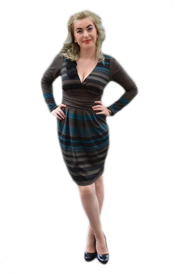 Rochie casual cu buzunare si fundita ,D&J Exclusive, Maro