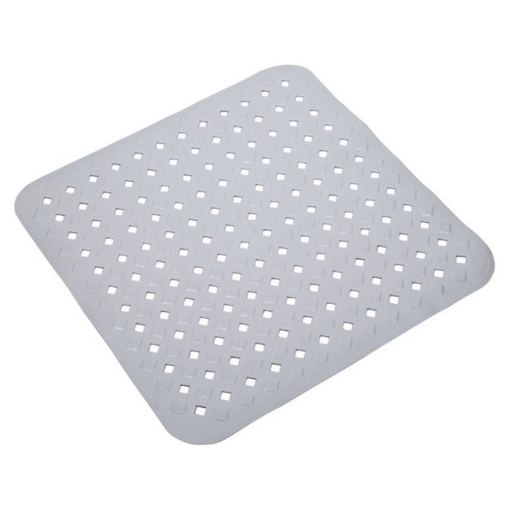Mata antiderapanta, TV PRODUCTS, 53x53cm, gri deschis, pentru baie si cabina de dus