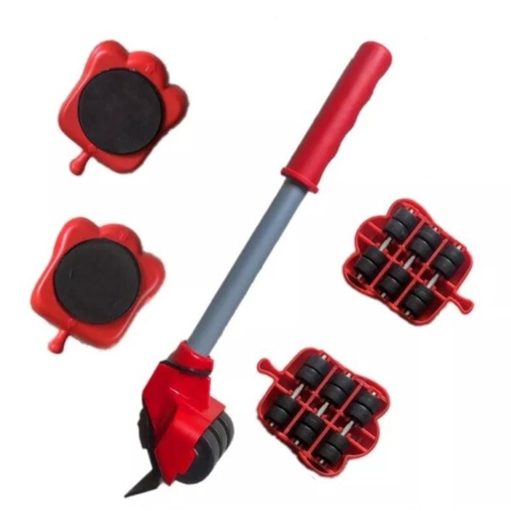 Set pentru mutat mobilier TV PRODUCTS EASY ROLL, 4 suporturi cu role, 1 levier, 190 kg, 8x10cm