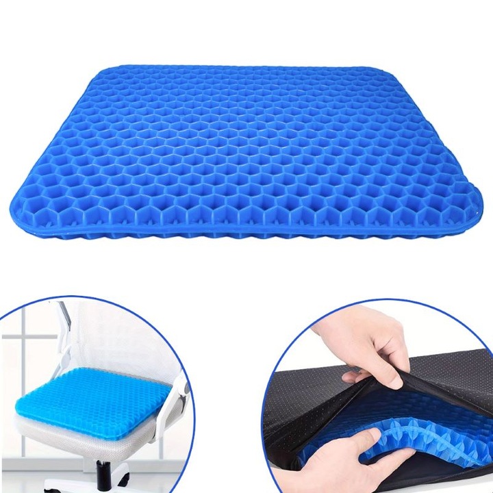 Perna decorativa gel pentru scaun COMFY, design ergonomic, antiderapant, 38x36x3cm, neagra