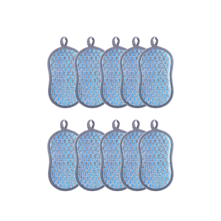 Set de 10 bureti Ronyes pentru spalat vase, albastru, durabili