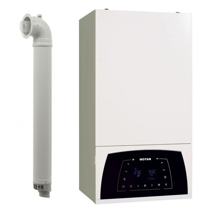 Pachet Centrala termica pe gaz in condensare Motan Condens Plus 100 C38GC29V1, 29 kW, incalzire si ACM + Filtru antimagnetita + 2 ani Extragarantie, Kit de evacuare inclus
