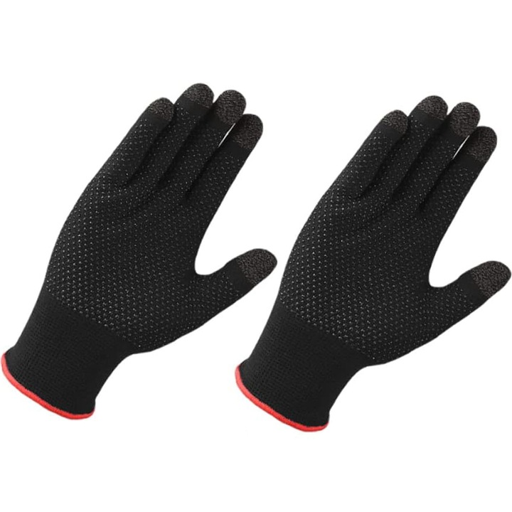 Manusi de gaming, SINBINTA, Continut ridicat de fibra conductiva de argint, Sensibila la atingere, Usor de utilizat si de transportat, Respirabila si absorbanta de transpiratie, Pentru telefon si tableta, Nano-fibra argintie, O singura marime, Multicolor