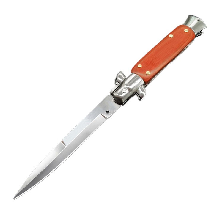 Briceag Stiletto, ZGGZERG, Italian Blade, husa inclusa, Stiletto, Anti rugina, Ascutit si durabil, Usor de depozitat si carat, Pentru vorba de activitati in aer liber, camping sau excursii, otel inoxidabil, 210mm, Rosu