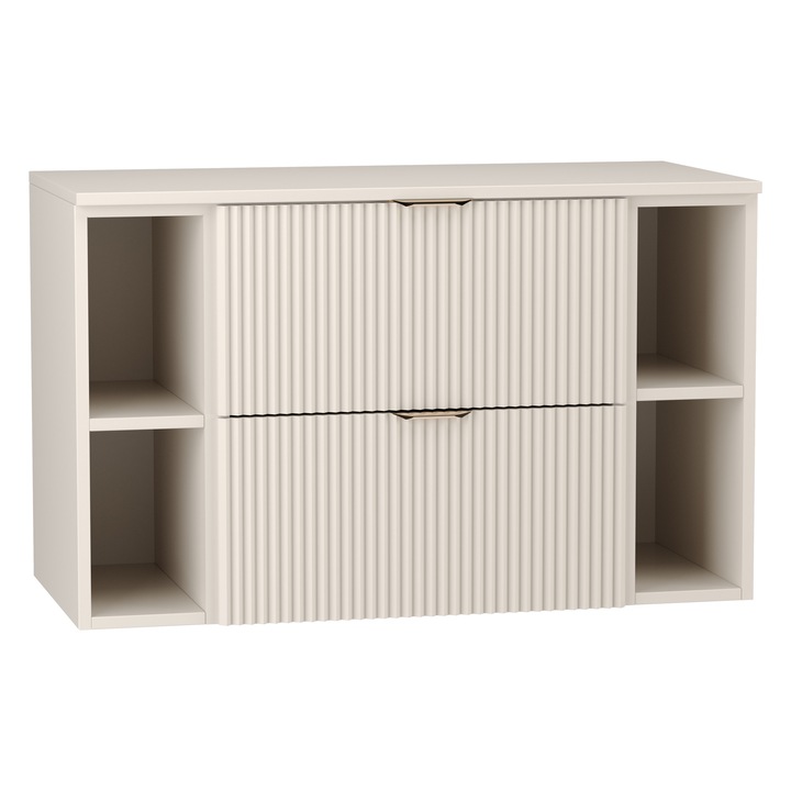 Dulap pentru lavoar Wena Meble, cu 2 raft, fronturi canelate Willy, 100x60x47 cm, Casmir