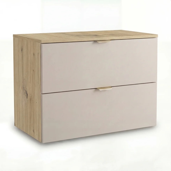 Dulap pentru lavoar Wena Meble, fronturi netede Orio, 80x60x47 cm, Casmir/Stejar artizanal