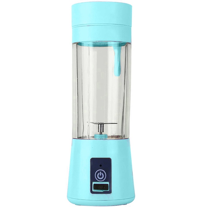 Mini blender portabil, 380 ml, albastru