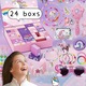 Кутии изненади Kuromi - 24 кутии с 29 аксесоара (светлинки, гривни, колиета, портфейли, щипки за коса, стикери) - подарък за момичета над 3 години, колекционерска играчка, мистериозна кутия Kuromi