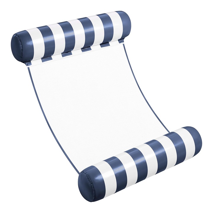 Saltea gonflabila adulti, potrivita pentru piscine, plaje, cu pompa de aer, PVC/Nylon, 120x70 cm, Albastru