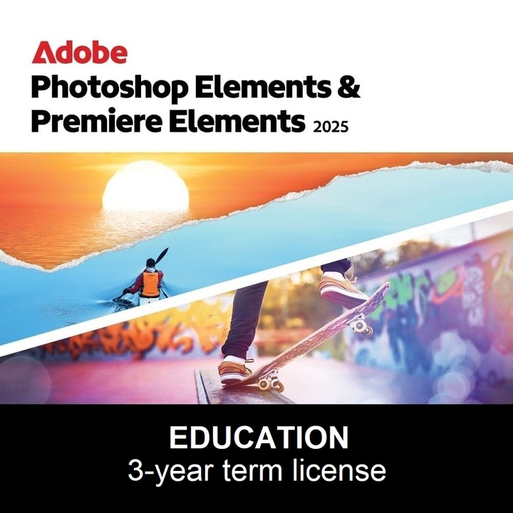 Adobe Photoshop & Premiere Elements 2025 – Education Edition (3 éves, 1 felhasználó, Mac/Windows, többnyelvű, ESD)