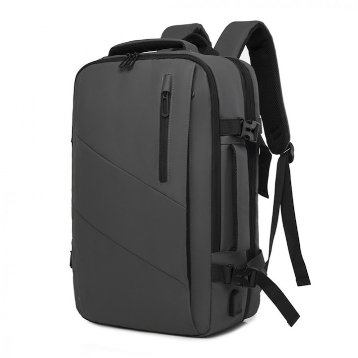 Rucsac calatorie extensibil, 23–39L, bagaj de mana pentru zbor, Gri