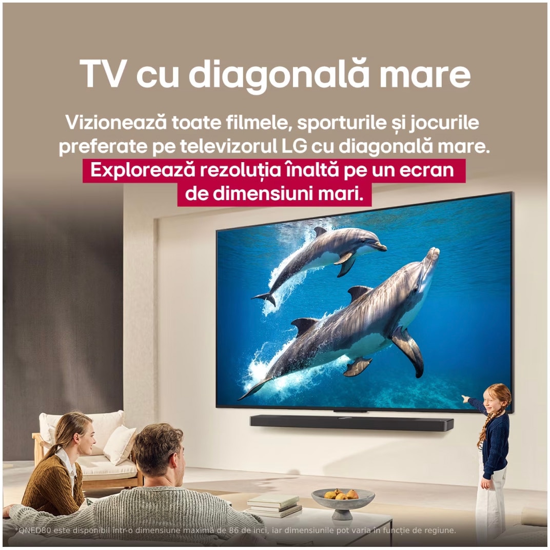 Televizor LG QNED 75QNED80A3A, 189 cm, Smart, 4K Ultra HD, Clasa D (Model 2025)