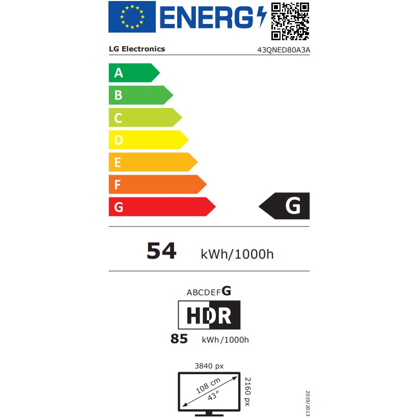 Televizor LG QNED 43QNED80A3A, 108 cm, Smart, 4K Ultra HD, Clasa G (Model 2025)