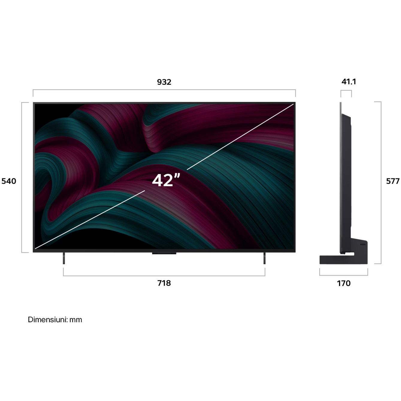 Televizor LG OLED evo 42C52LA, 105 cm, Smart, 4K Ultra HD, 100 Hz, Clasa G (Model 2025)