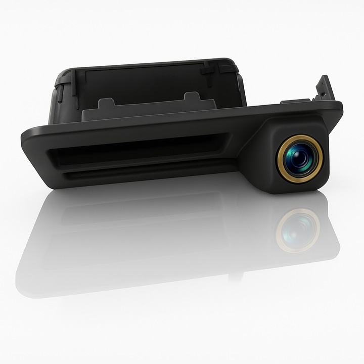 Camera De Marsarier Dedicata AutoREY® Pentru BMW X1 F48, X3 G01, X5 G05, 2018, 2019, 2020, 2021 Montaj In Maner Portbagaj, Viziune Nocturna, 175° Unghi Larg, Rezolutie HD, Rezistenta La Apa IP68, Conector RCA, Negru